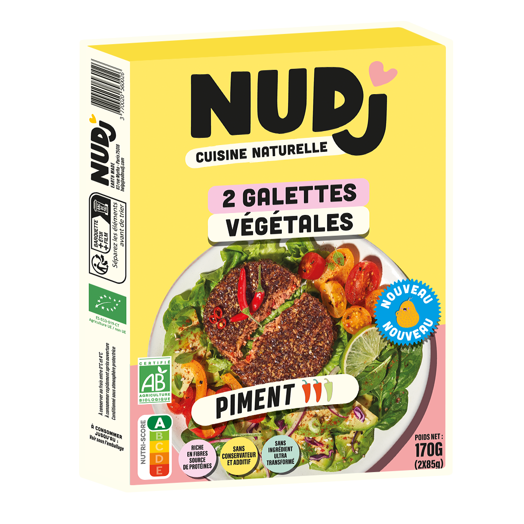 Boîte de Galettes Piment Nudj, face avant jaune