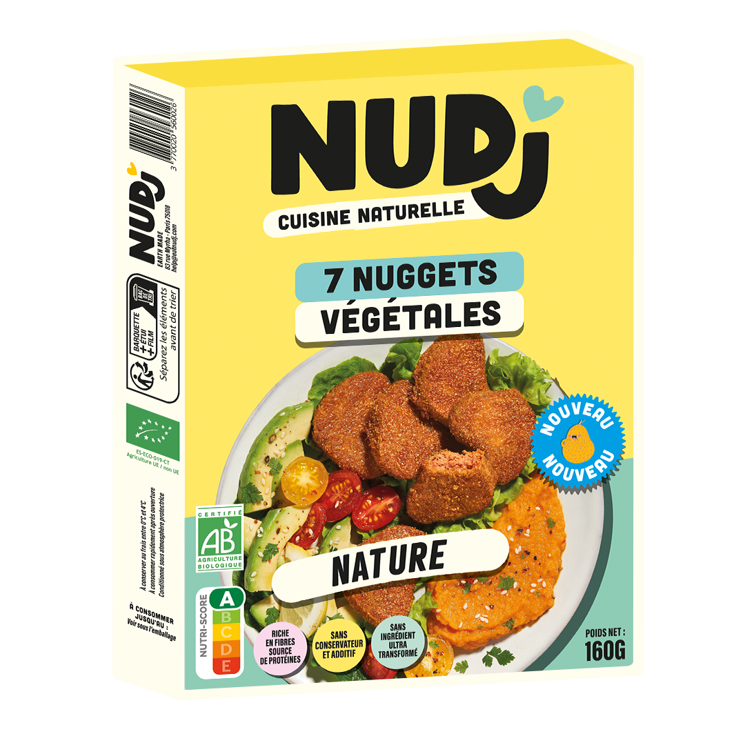 Boîte de Nuggets Nature Nudj, face avant jaune